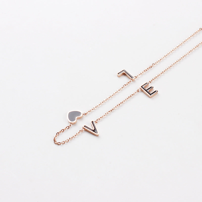 Titanium Steel Heart Pendant Choker Necklace