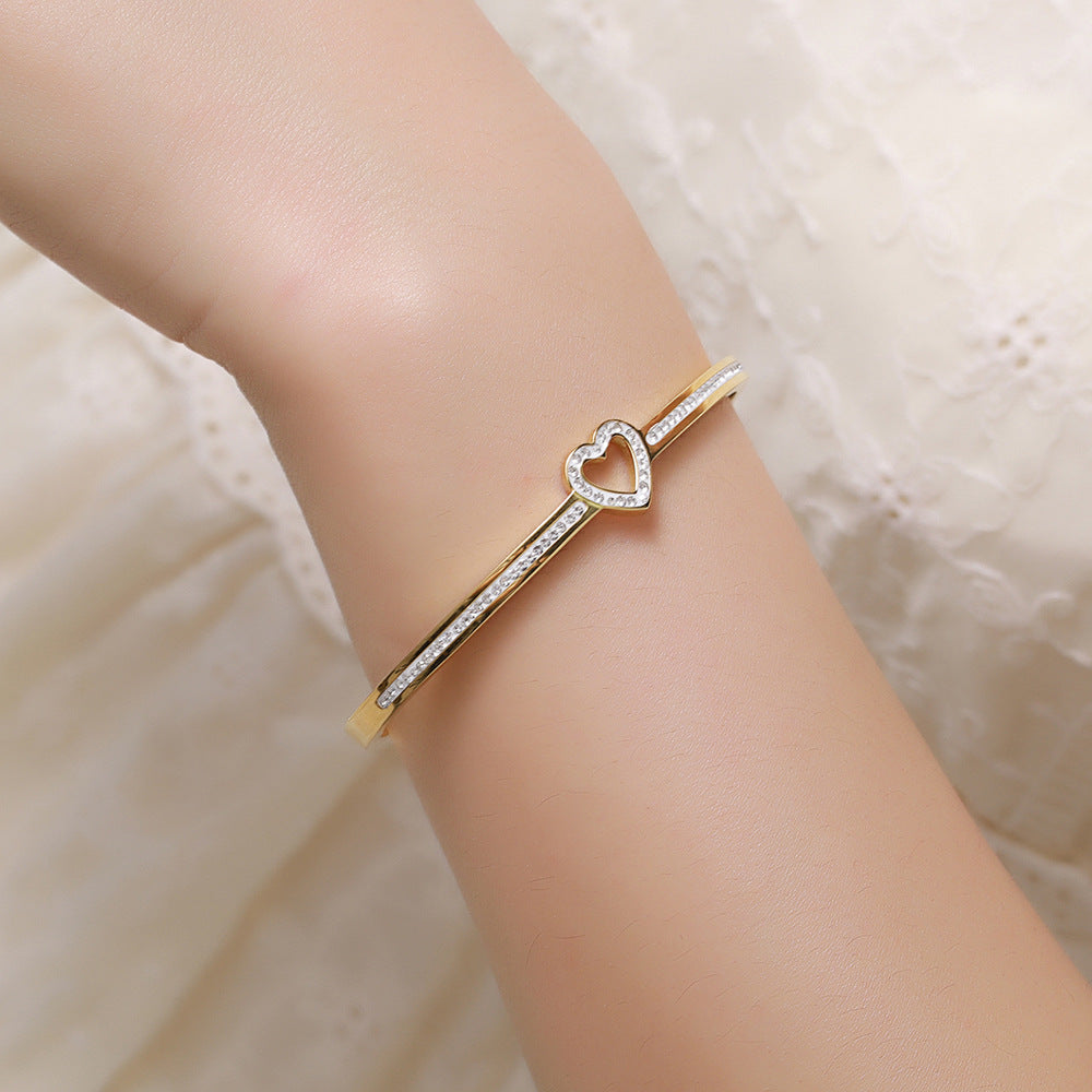 Titanium Steel Diamond Love Bracelet for Women