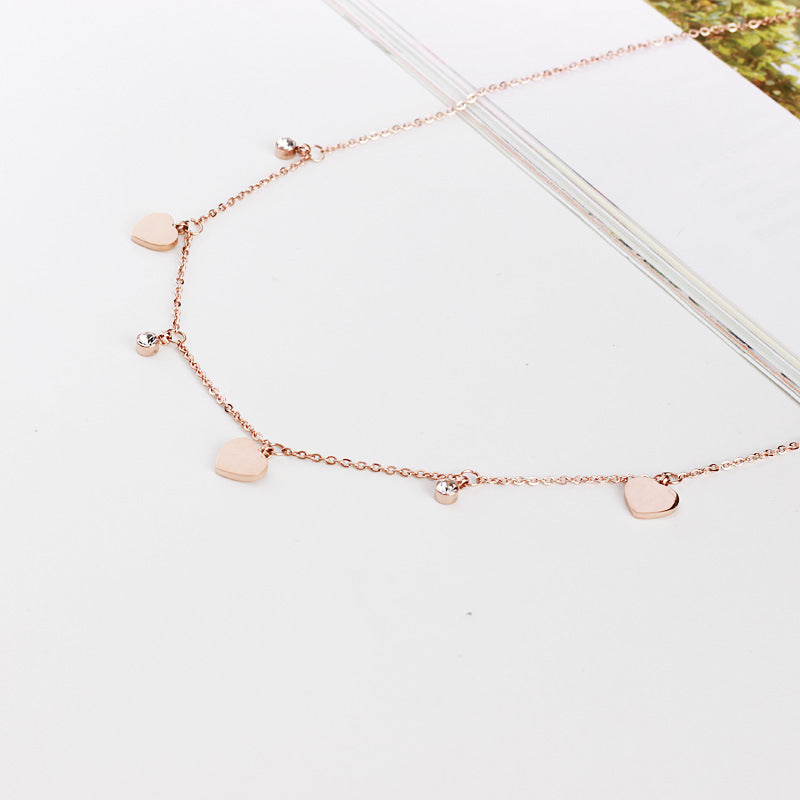 Titanium Steel Heart Pendant Choker Necklace