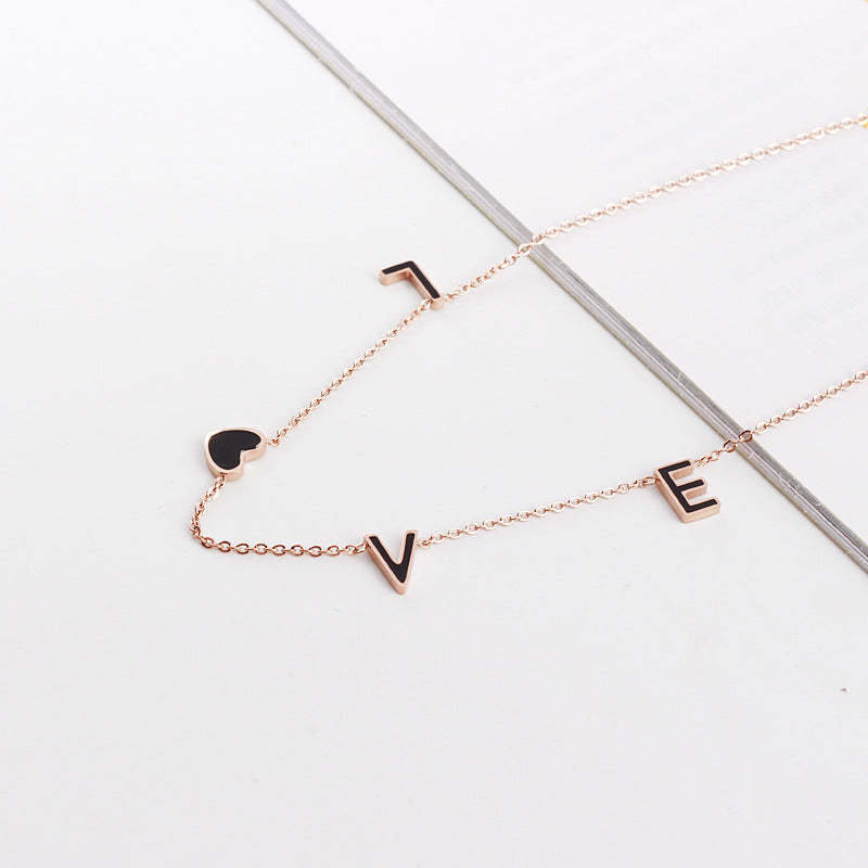 Titanium Steel Heart Pendant Choker Necklace
